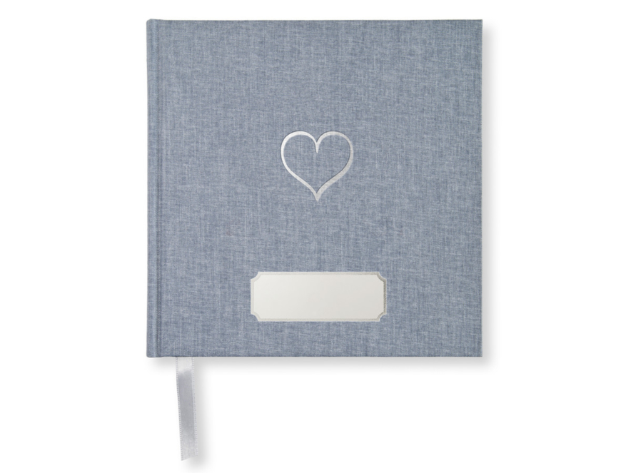 Wedding Guest Book Denim Blue Heart Squareproduct image #1