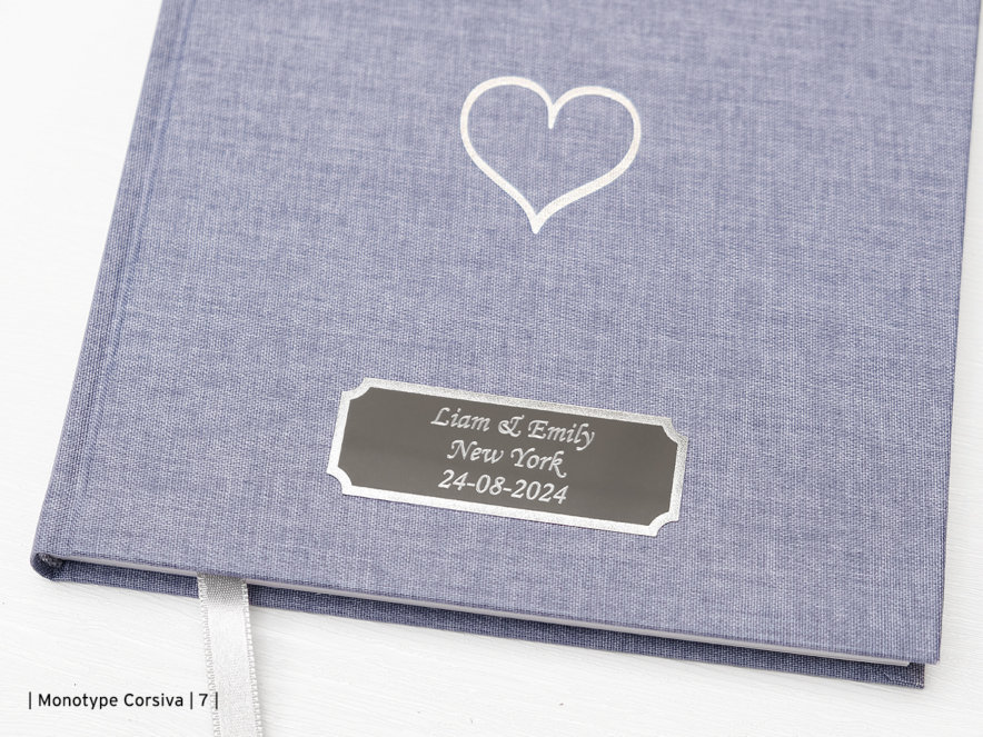 Wedding Guest Book Denim Blue Heart Squareproduct image #3