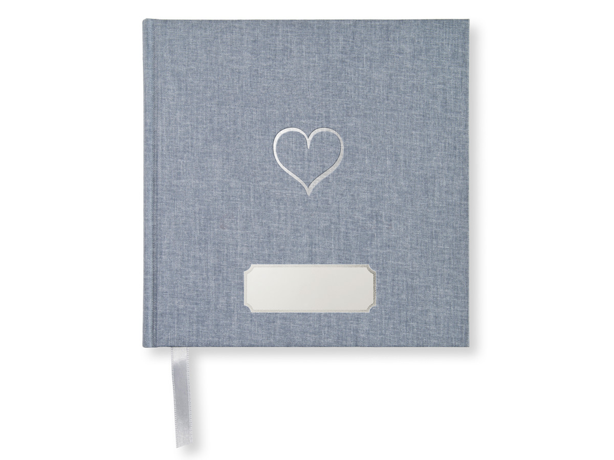 Wedding Guest Book Denim Blue Heart Squareproduct zoom image #1