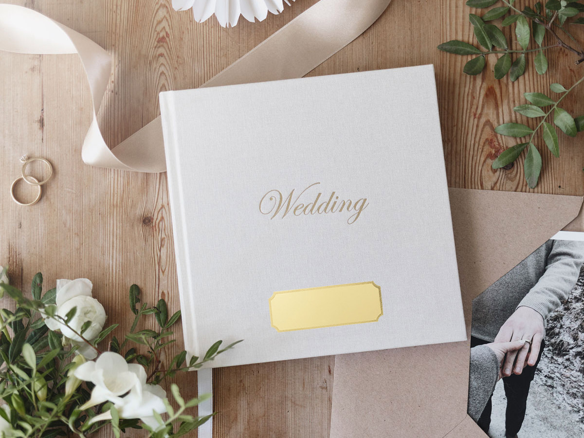 Wedding Guest Book Off White Squareproduct zoom image #1